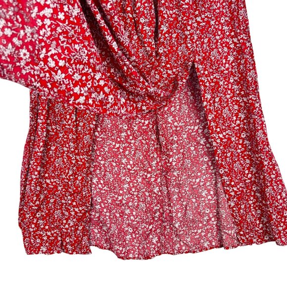 SHEIN CURVE Women Pullover Off-shoulder Floral Smoked Red Maxi Dress Sz 3XL NWOT - Picture 5 of 9
